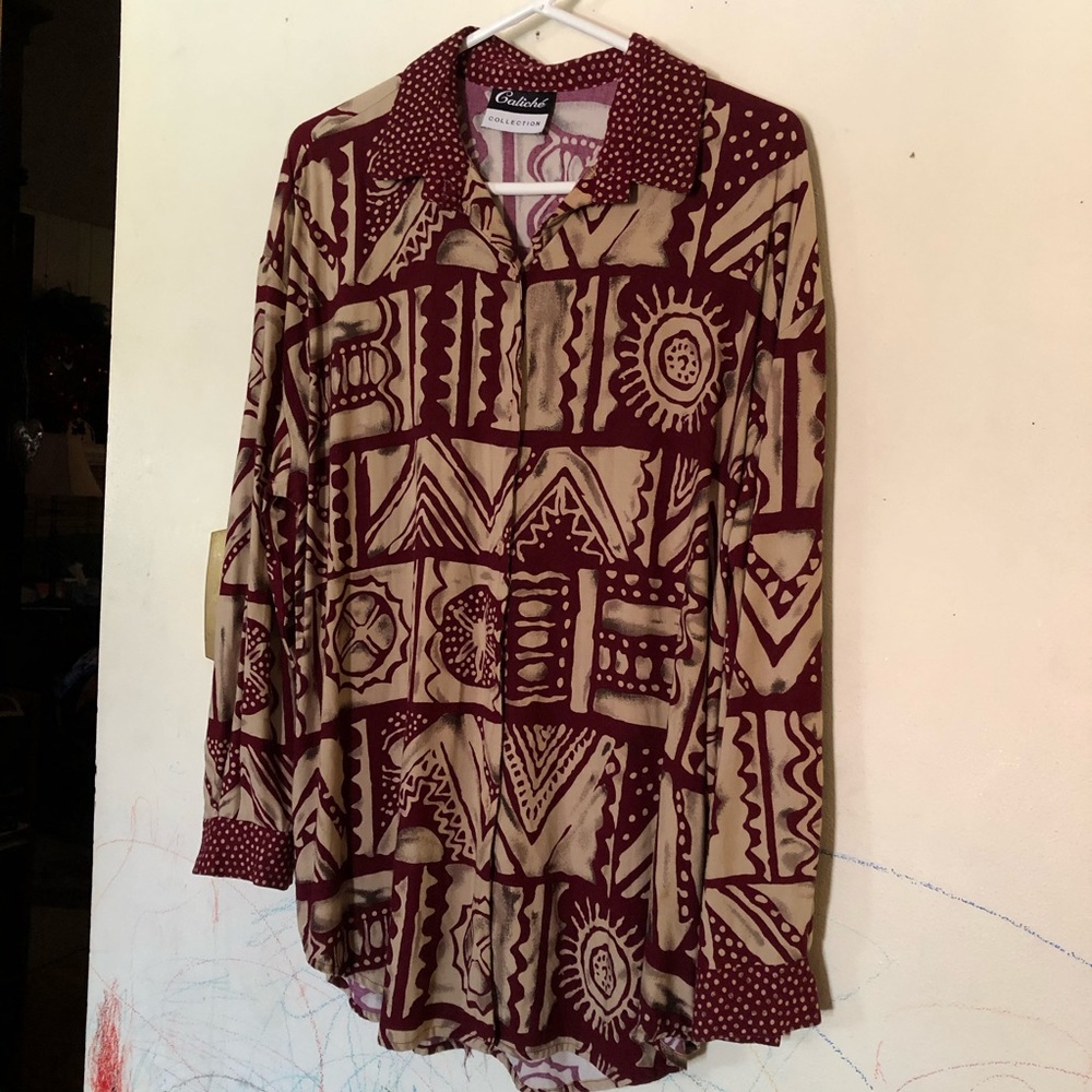 Vintage 80s 90s Button Down Front Blouse Caliche